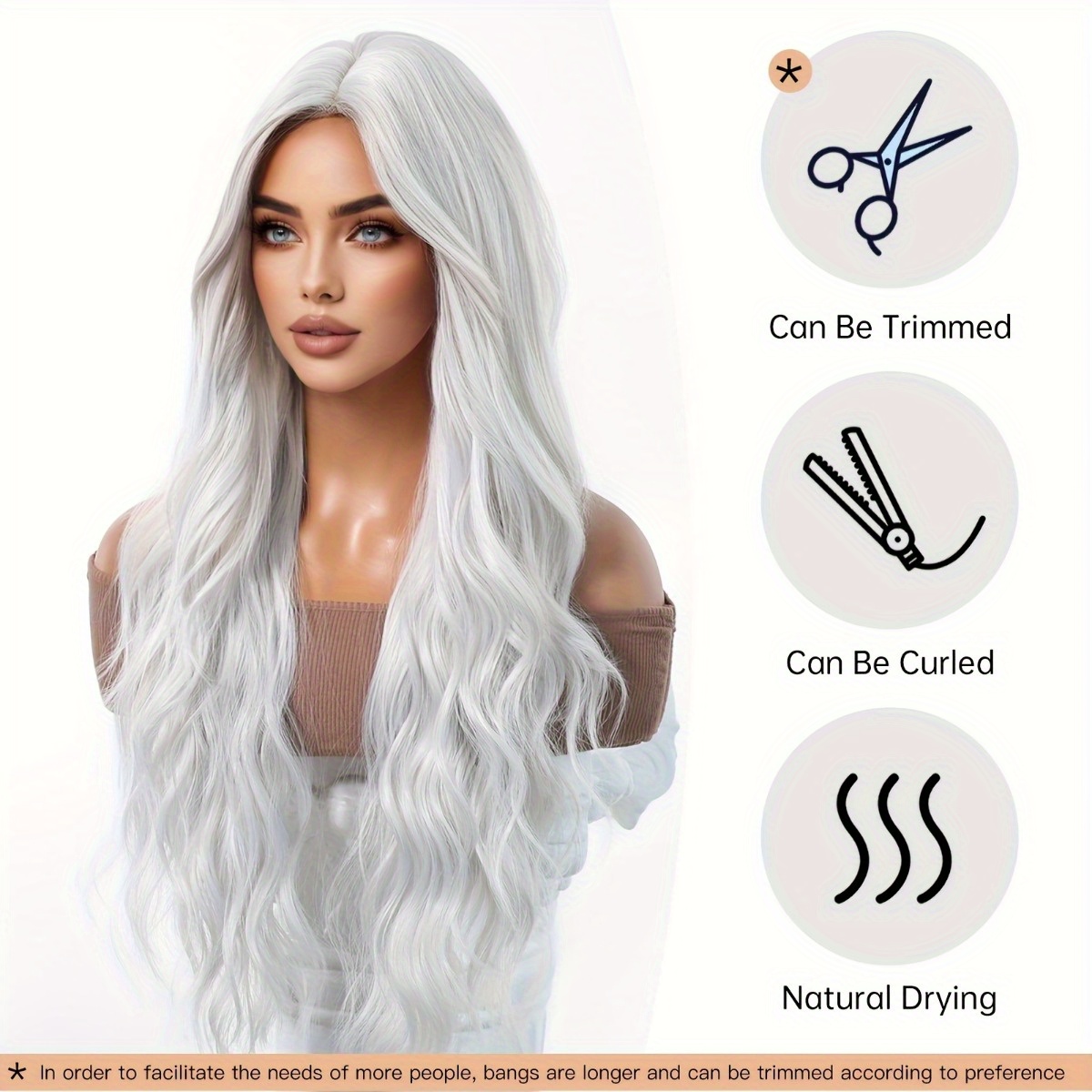Hair Care Daily - Anxin Brand Synthetic Fiber Wig: Silver-White