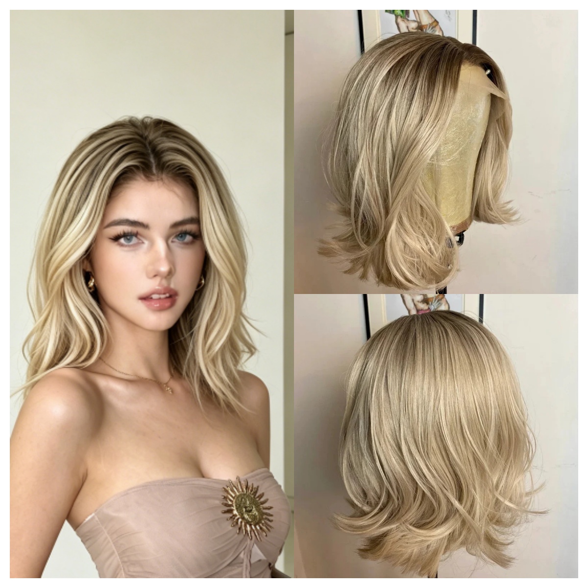 Hair Care Daily - Ombre Golden Blonde Natural Wave Wig