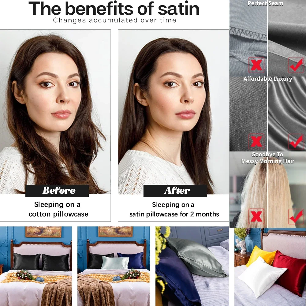 2 Pack Satin Pillowcase for Ha - đánh giá và giá Satin Pillowcase Silk