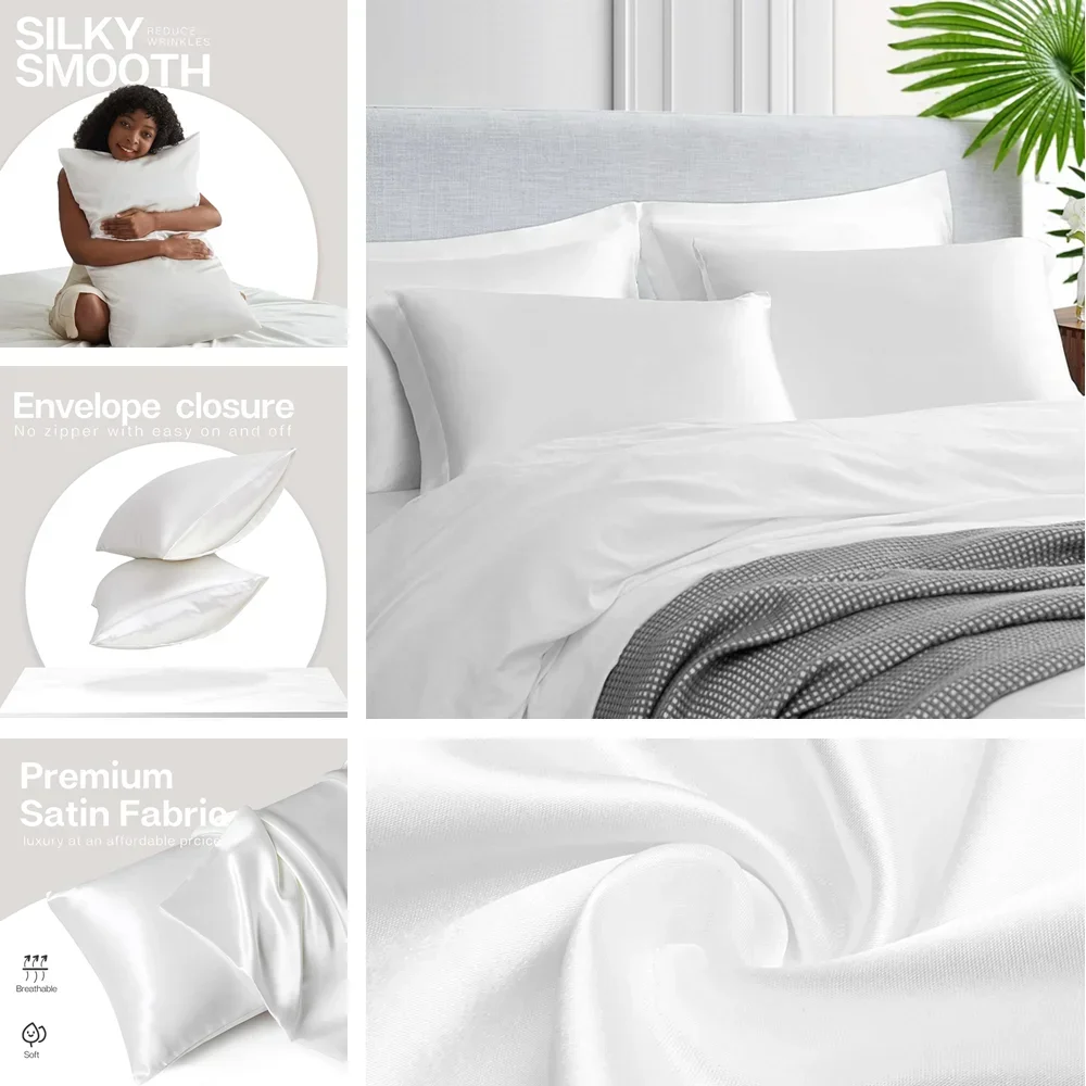 2 Pack Satin Pillowcase for Ha - đánh giá và giá Satin Pillowcase Silk